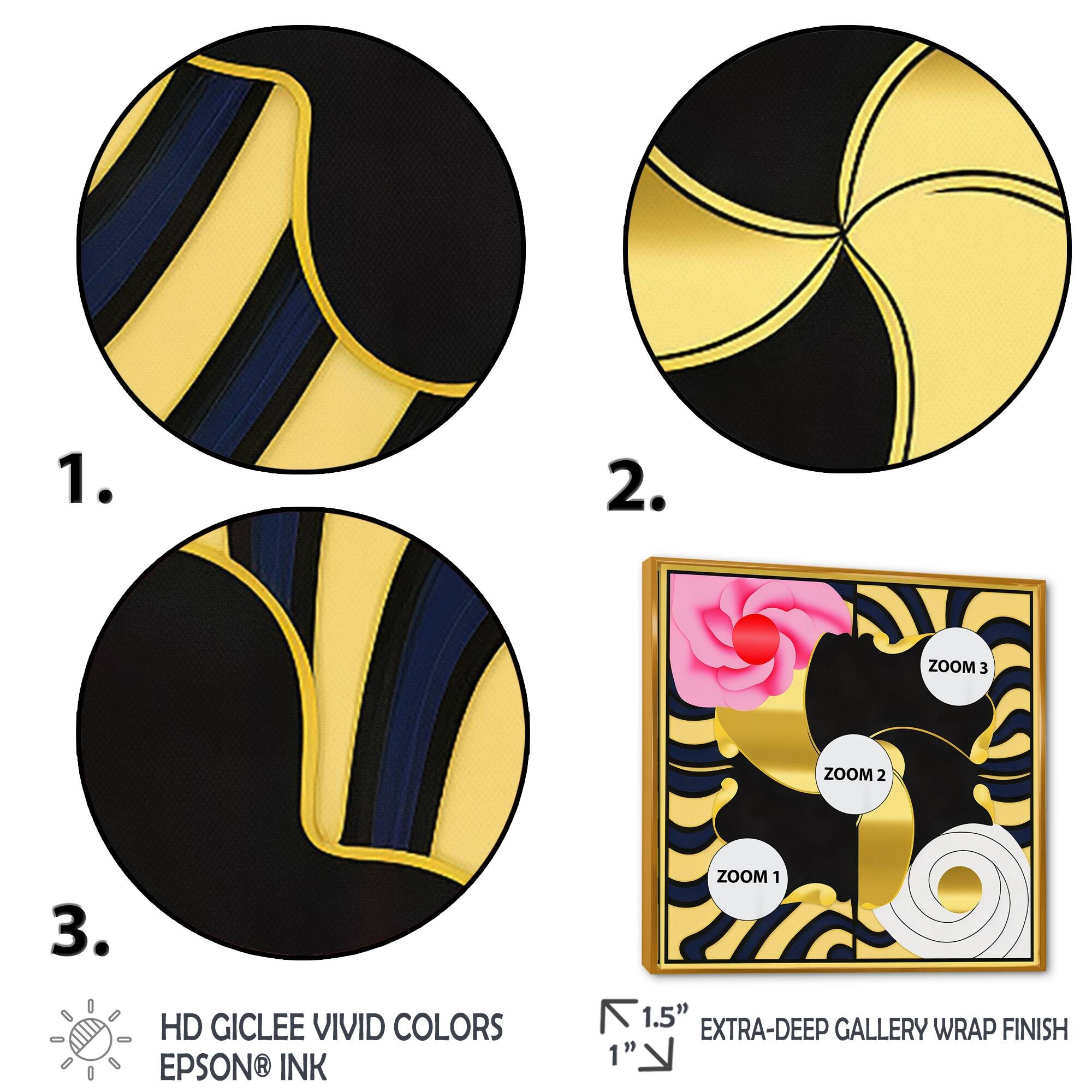 Designart "Circular Dynamics In Pink Gold And White" Modern Abstract